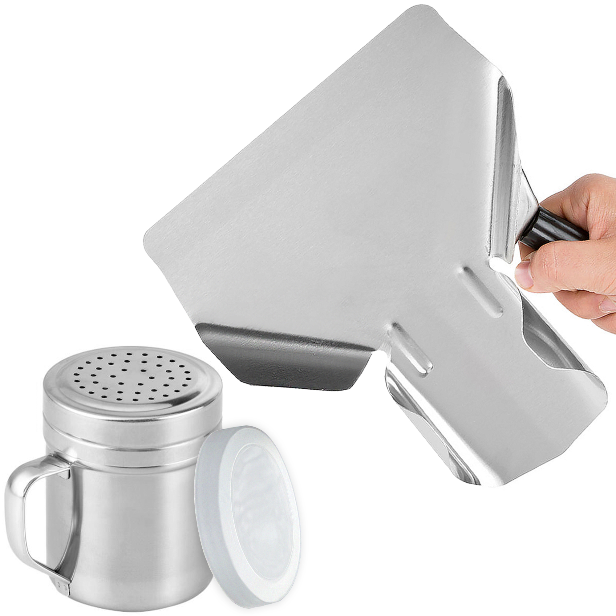 Cuchara y shaker para palomitas y condimentos
